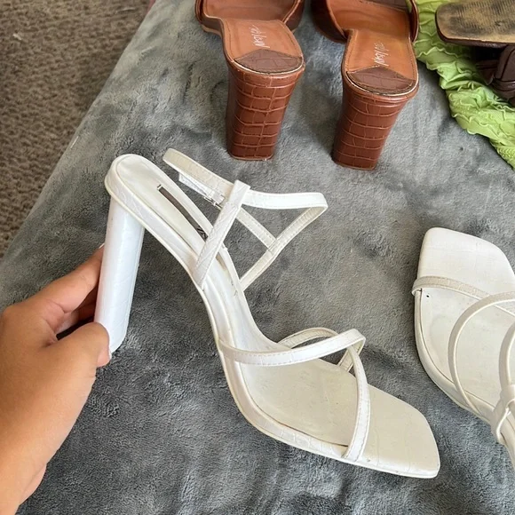 White strappy heels zara cheap